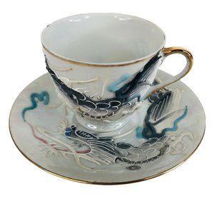 Lustreware Moriage Dragon Espresso Cup And Saucer Set 3 OZ Teacup Demitasse
